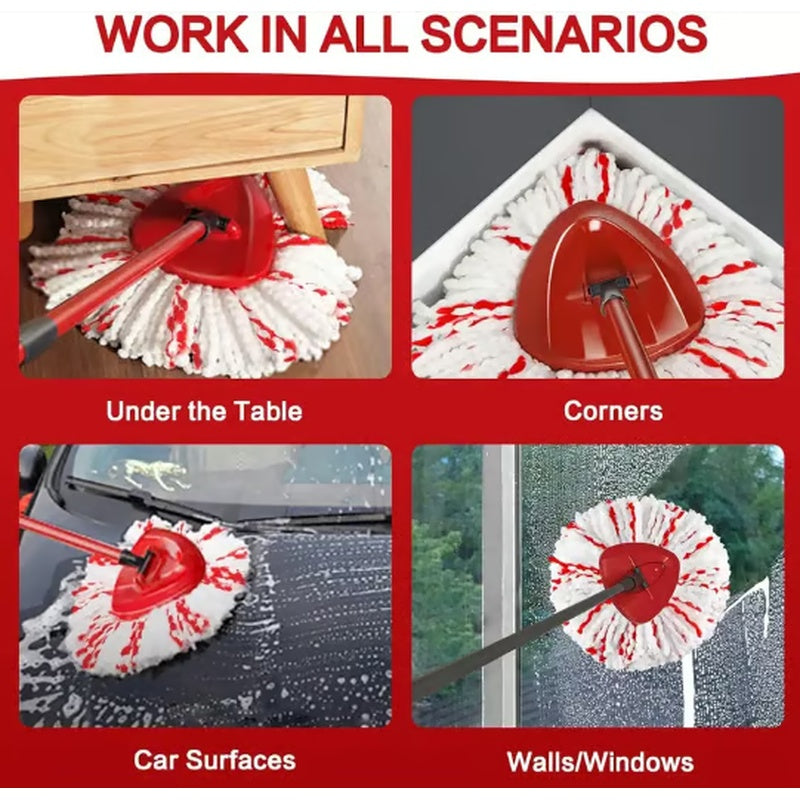 🔥 2026 Upgraded Spin Mop Heads with Scrubbing Pad