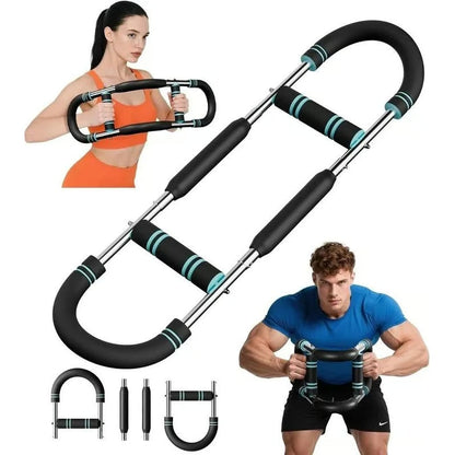 Adjustable weight bar for arm trainers, arm and torso strength training equipment, portable training device for home gyms and fitness