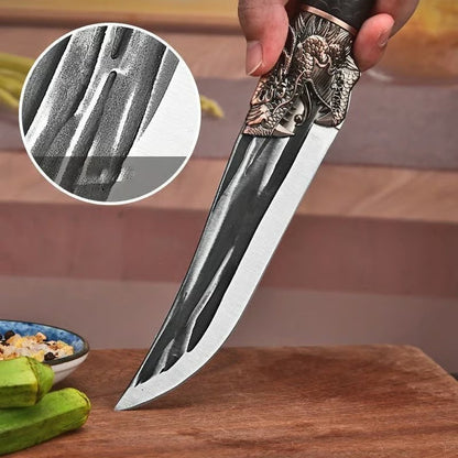 🔪Bone-cutting knife with dragon decoration and scabbard🍽️