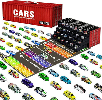 🎅Christmas promotion 49% OFF🎁48 Mini Pull-Back Cars with Built-In Garage Set