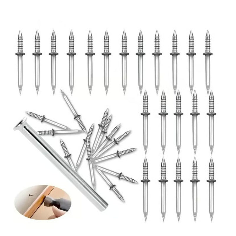 ✨Double-Head Skirting Thread Seamless Nail, Skirting Line Without Marks Nail, Invisible Security Screws Equipped with Nail Specific Sleeve Tool