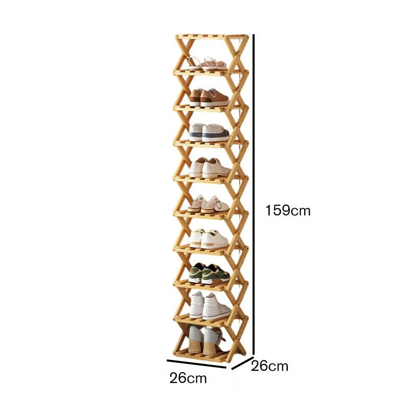 Durable Foldable Bamboo Shoe Rack