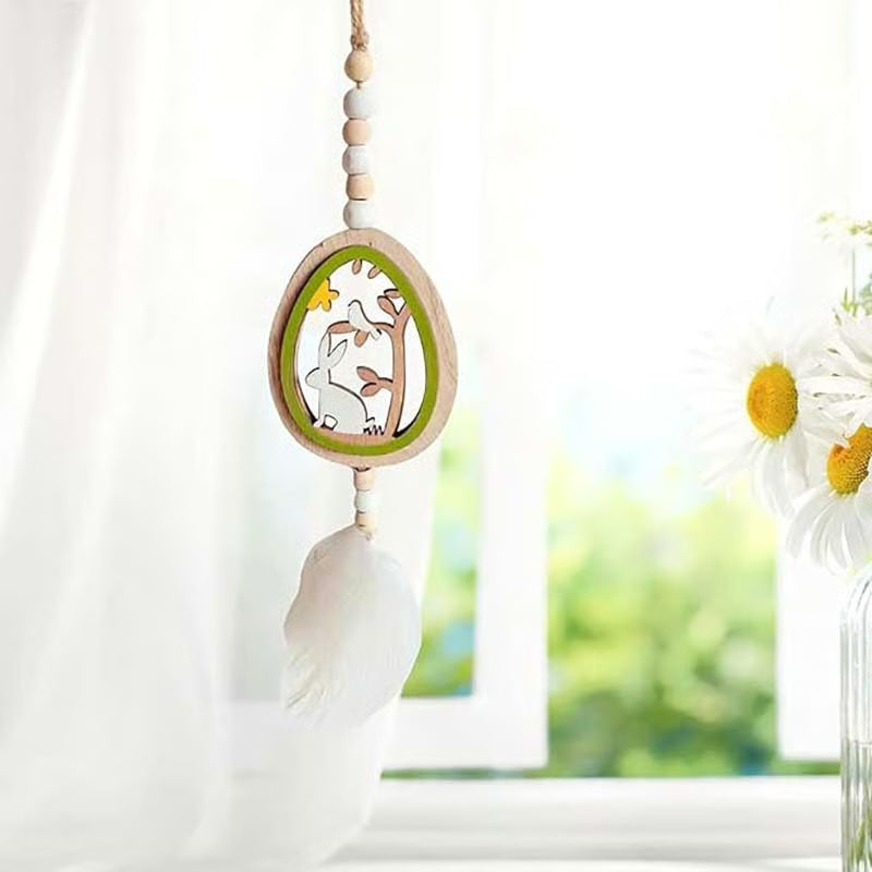 Easter Egg Feather Pendant