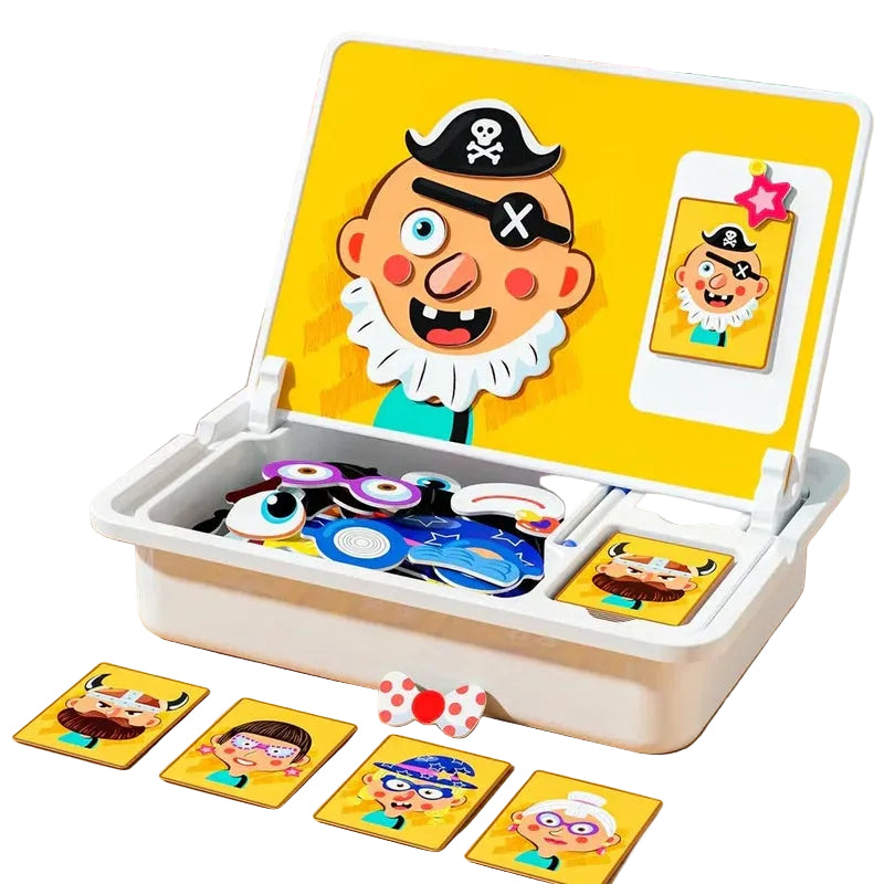 Magnetic Puzzles Face Dress Up Travel Game Double Side Preschool Educational Learning Toy for Kids