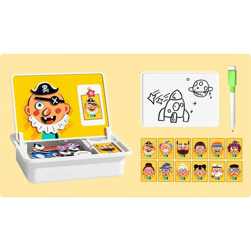 Magnetic Puzzles Face Dress Up Travel Game Double Side Preschool Educational Learning Toy for Kids