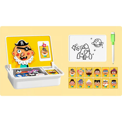 Magnetic Puzzles Face Dress Up Travel Game Double Side Preschool Educational Learning Toy for Kids