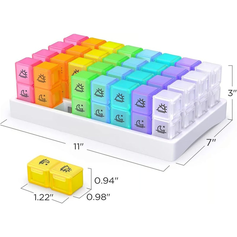 💊 Monthly AM/PM Pill Organizer – Twice-a-Day Medicine & Vitamin Storage with Stickers