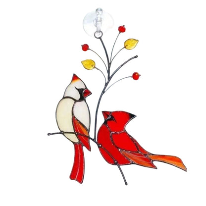 🔥 Pair of Cardinal bird stained ornament