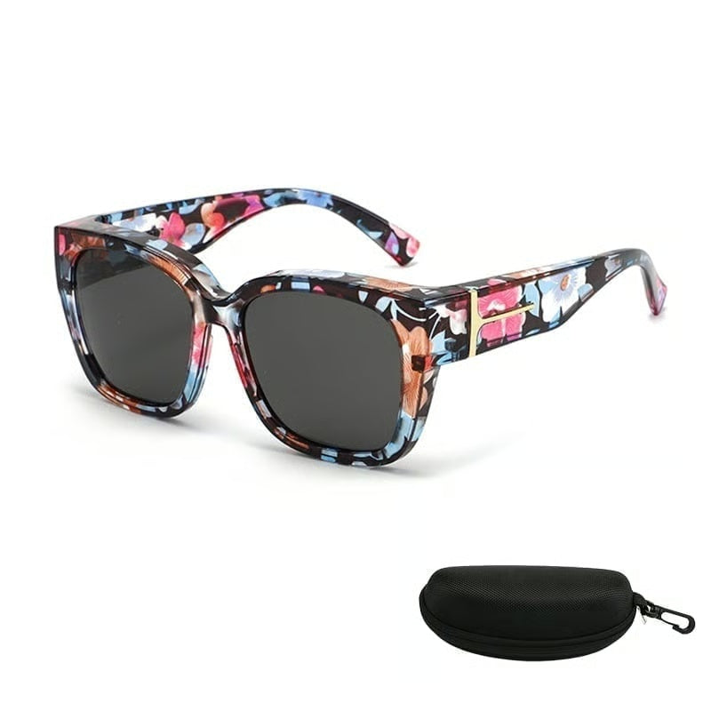 Polarized Square Sunglasses with Wrap-Around Design