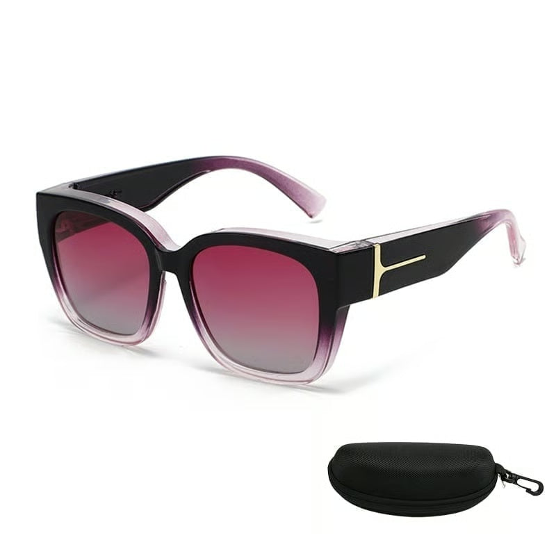 Polarized Square Sunglasses with Wrap-Around Design