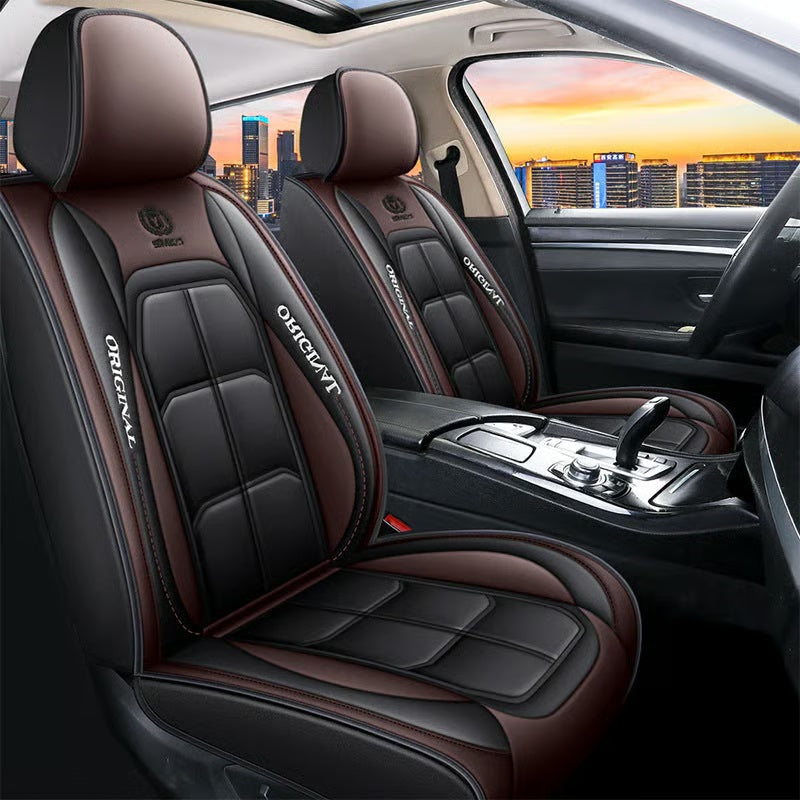 PU leather car seat covers, front set, universal fit for sedans, SUVs, and trucks