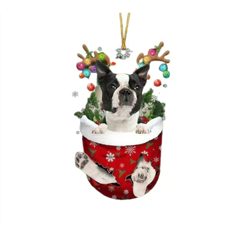 RED Goldendoodle In Snow Pocket Ornament