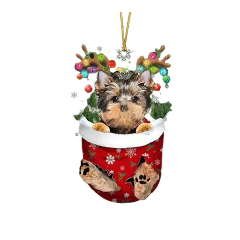 RED Goldendoodle In Snow Pocket Ornament