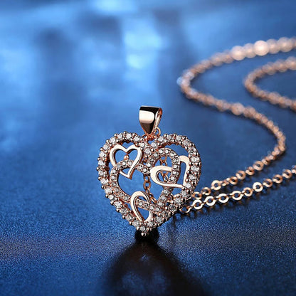 👩‍❤️‍👩''Sisters of my soul & Friends of my heart''💕-Interlocking Hearts Necklace